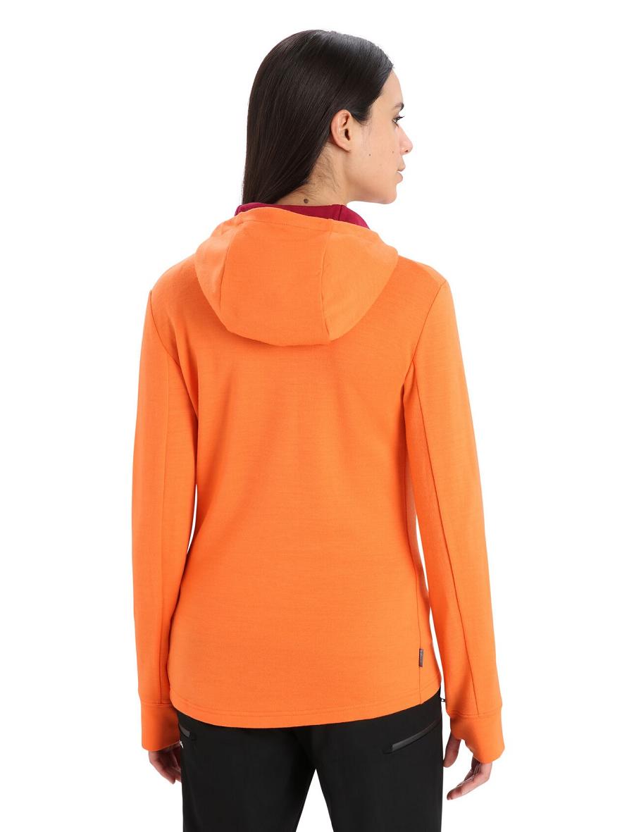 Flash / Cherry Icebreaker Merino Quantum III Long Sleeve Zip Women's Hoodie | AU 1675TCEV